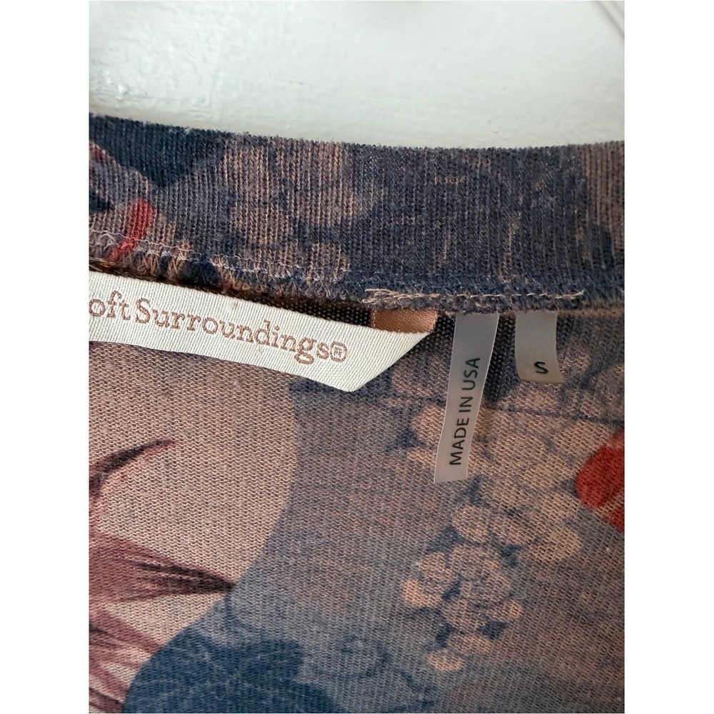 Soft Surroundings Watercolor Floral Scoop Neck Long Sleeve Tunic Top USA Made S - Picture 9 of 11